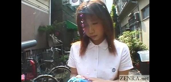  Japanese schoolgirl marbles insertion for jump rope Subtitled